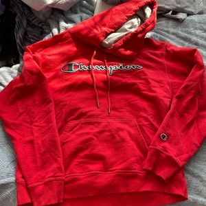 Red Champion Hoodie w/ Grey inside Hood